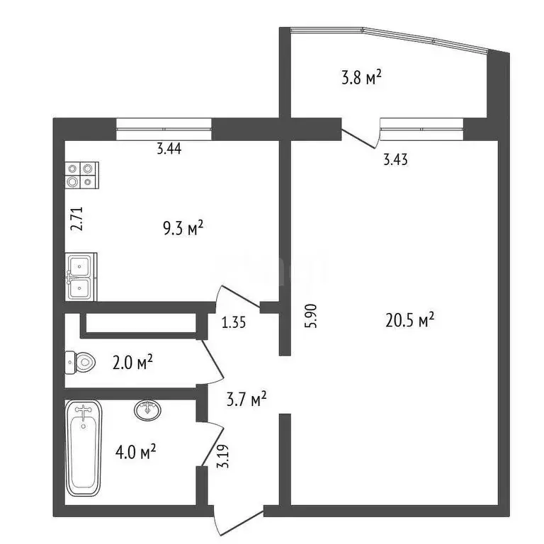 1-комнатная квартира: Тюмень, Широтная улица, 172к3 (42.1 м) - Фото 1