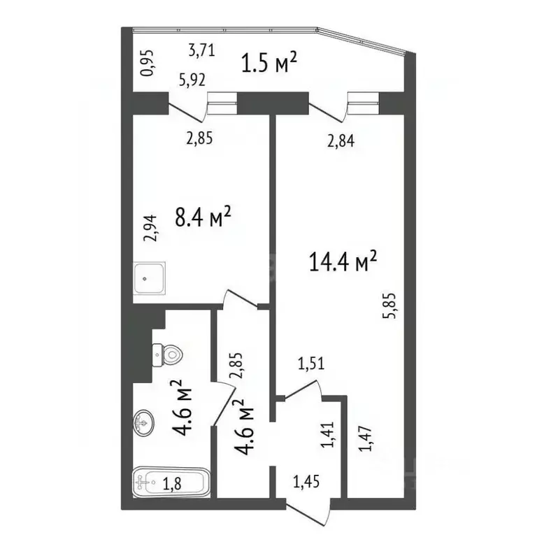 1-к кв. Красноярский край, Красноярск ул. Карамзина, 32 (32.0 м) - Фото 2