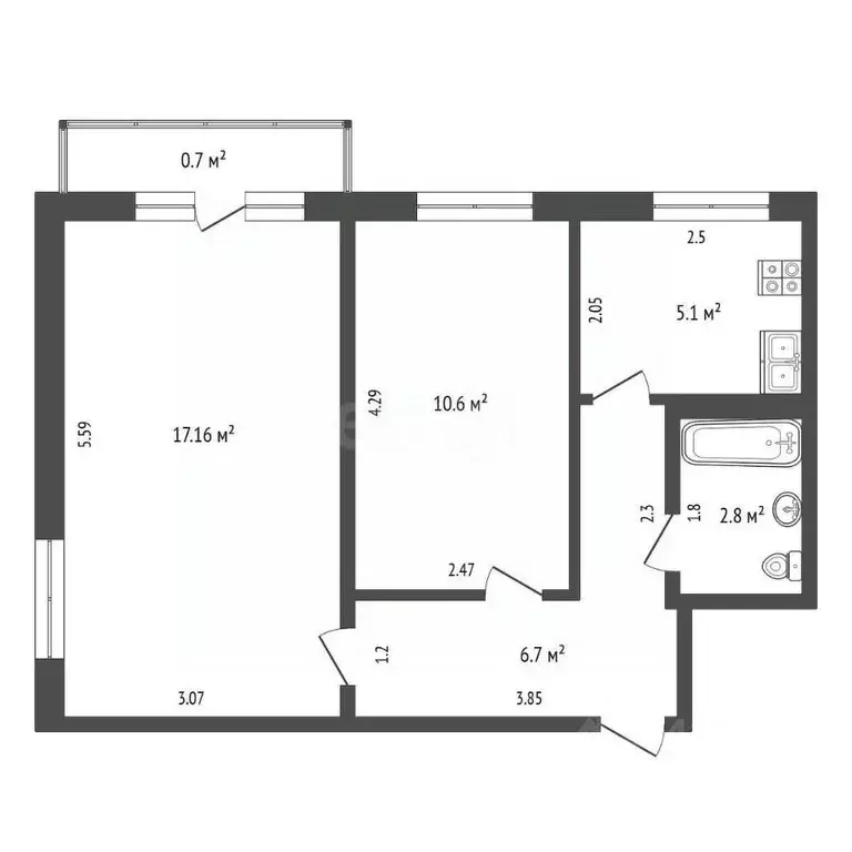 2-к кв. Мордовия, Саранск просп. 50 лет Октября, 7 (42.4 м) - Фото 1