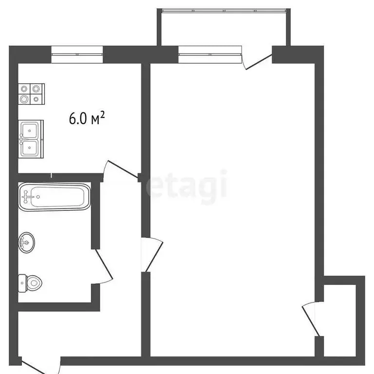 1-комнатная квартира: Коряжма, улица Кутузова, 7 (31.9 м) - Фото 0