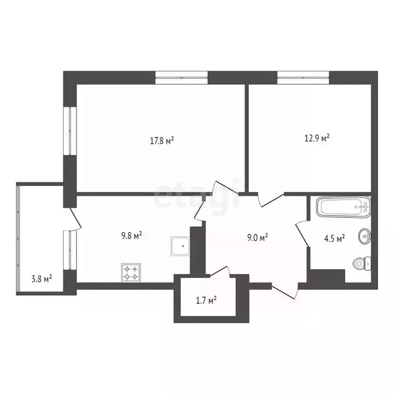 2-к кв. Красноярский край, Красноярск Свободный просп., 66Рк1 (56.8 м) - Фото 2