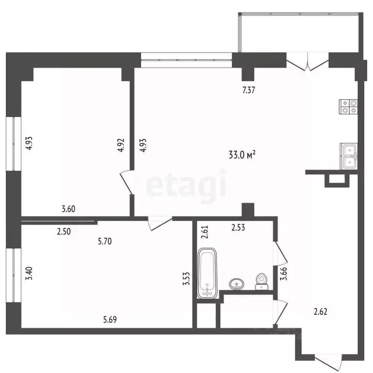 3-к кв. Челябинская область, Челябинск ул. Чичерина, 38В (92.0 м) - Фото 2