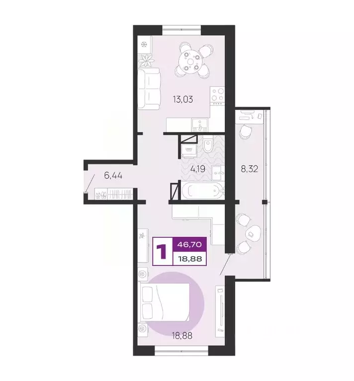 1-к кв. Брянская область, Брянск ул. А.К. Толстого, 3Б (46.7 м) - Фото 1
