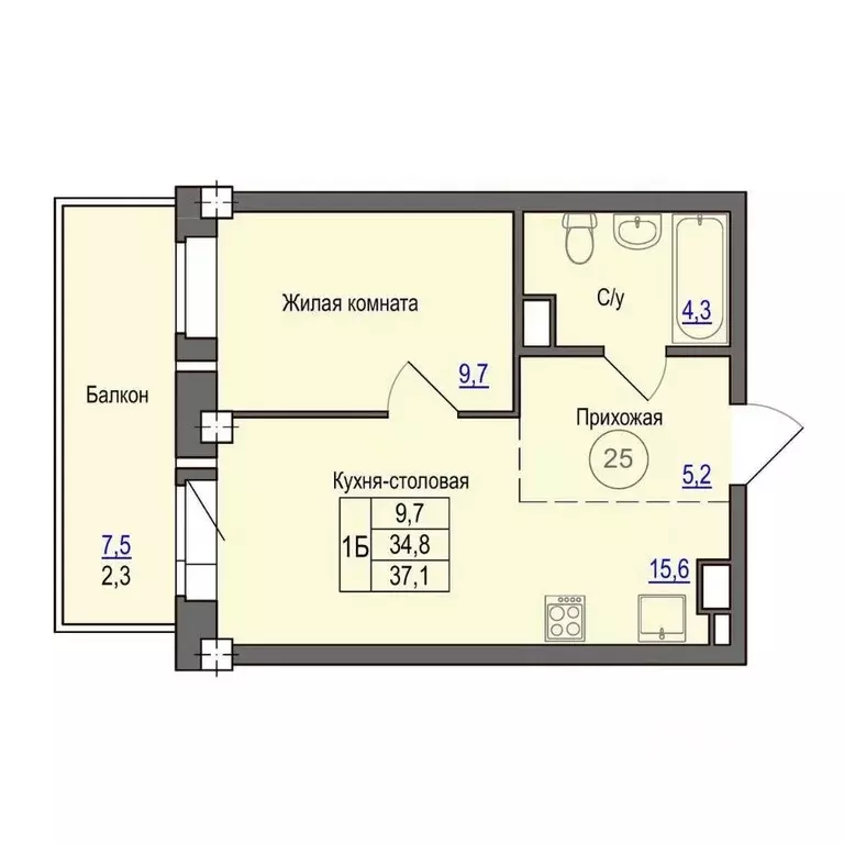 1-к кв. Псковская область, Псковский район, Завеличенская волость, д. ... - Фото 1