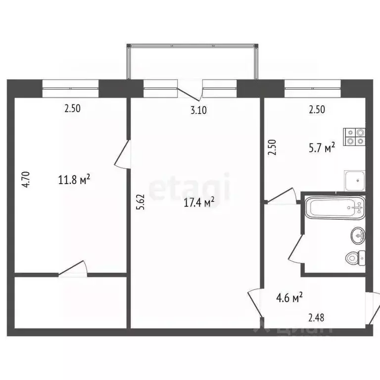 2-к кв. Московская область, Коломна городской округ, с. Непецино 1 ... - Фото 2