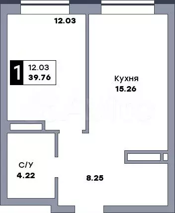 1-к. квартира, 39,8 м, 8/17 эт. - Фото 0