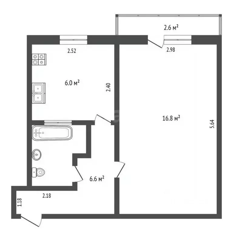 1-к кв. Ростовская область, Ростов-на-Дону Красноармейская ул., 5А ... - Фото 2