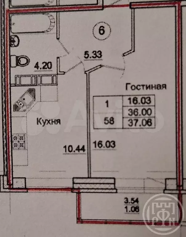 1-к. квартира, 35 м, 10/15 эт. - Фото 0
