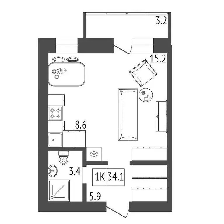 Продаётся квартира-студия, 33.5 м - Фото 0