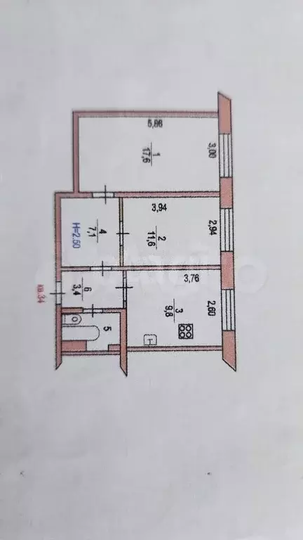 2-к. квартира, 52,5 м, 3/3 эт. - Фото 0