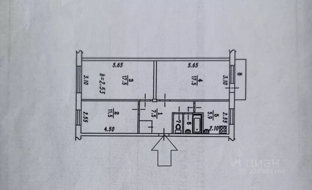 3-к кв. Омская область, Омск Городок Нефтяников мкр, ул. Блюхера, 8 ... - Фото 1