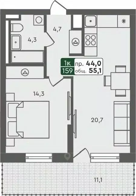 1-к кв. Курганская область, Курган Заозерный жилрайон, 6А мкр, 25/4 ... - Фото 0