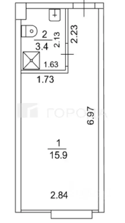 Студия Алтайский край, Барнаул просп. Калинина, 15/1 (19.2 м) - Фото 2