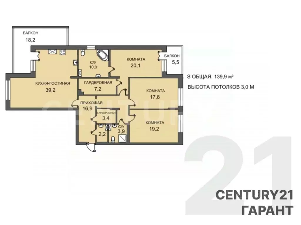 3-к кв. Санкт-Петербург Петергофское ш., 43к1 (139.9 м) - Фото 2