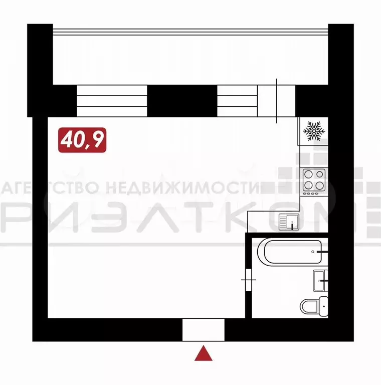 1-к. квартира, 41 м, 4/9 эт. - Фото 0