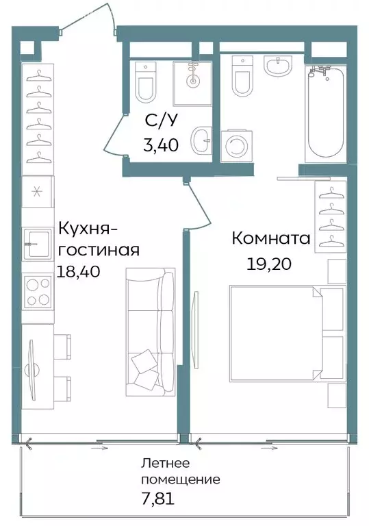 1-комнатная квартира: Республика Крым, Саки, курортный кластер Темпо ... - Фото 0