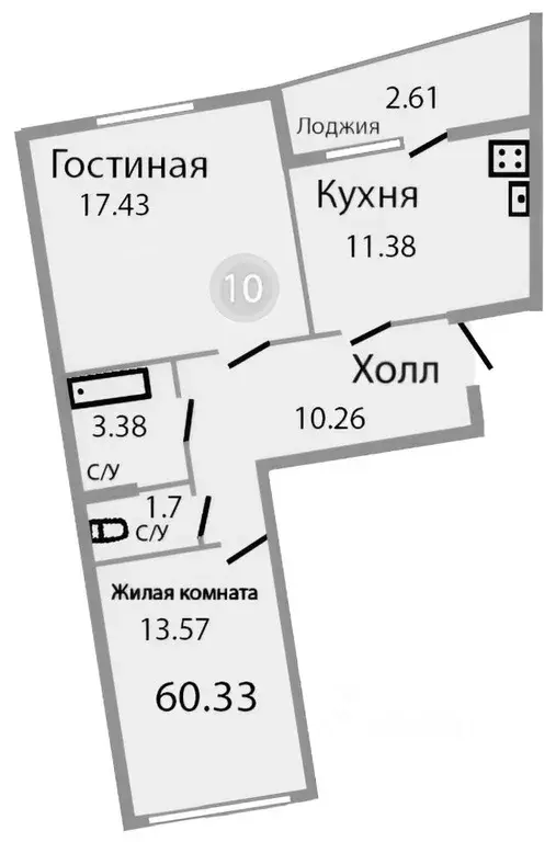 2-к кв. Калининградская область, Зеленоградск ул. Героя России ... - Фото 2