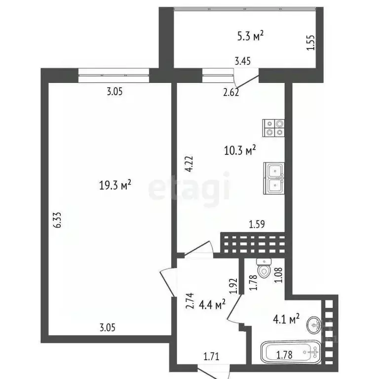 1-к кв. Краснодарский край, Анапа Парковая ул., 64к2 (43.4 м) - Фото 1