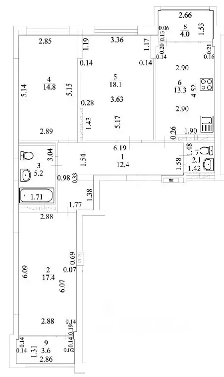 3-к кв. Башкортостан, Уфа Коммунистическая ул., 109 (83.3 м) - Фото 2