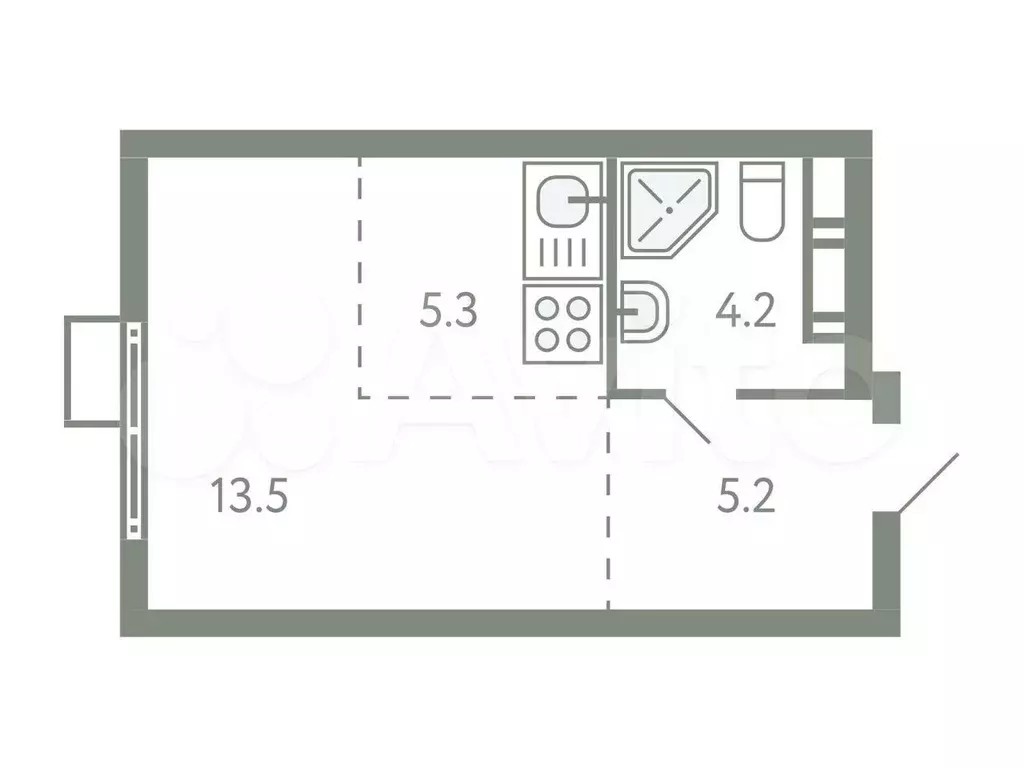 Квартира-студия, 28,2 м, 5/9 эт. - Фото 0