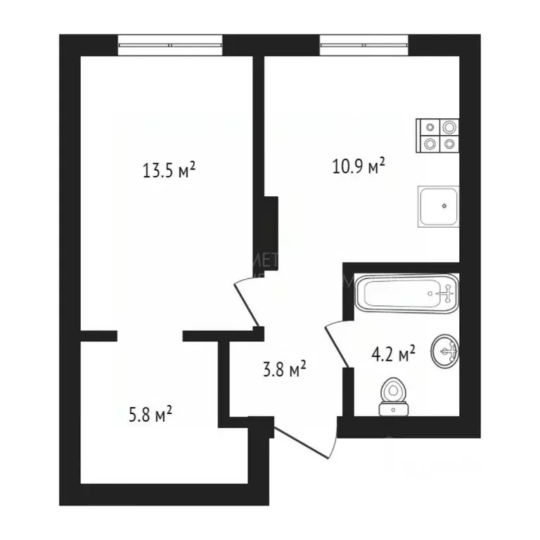 1-к кв. Тюменская область, Тюмень ул. Республики, 204к11 (38.4 м) - Фото 0