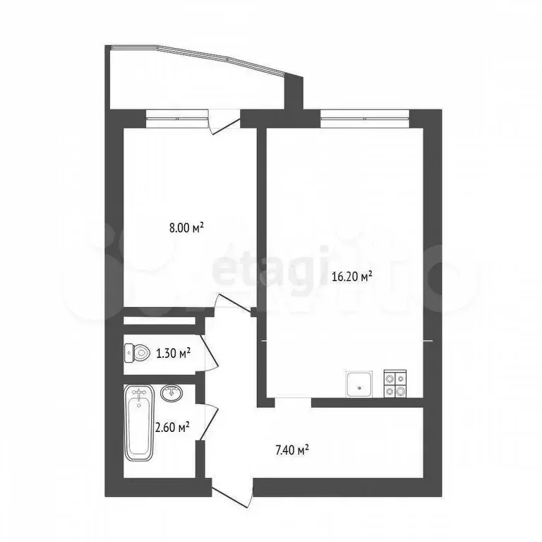 1-к. квартира, 35,5 м, 6/10 эт. - Фото 0