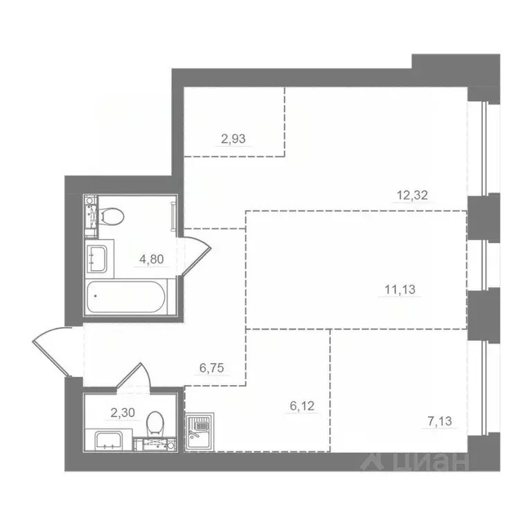 2-к кв. Новосибирская область, Кольцово рп, Спектр мкр 10 (53.47 м) - Фото 2