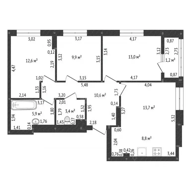 4-к кв. Башкортостан, Уфа ул. Чернышевского, 24 (63.6 м) - Фото 2