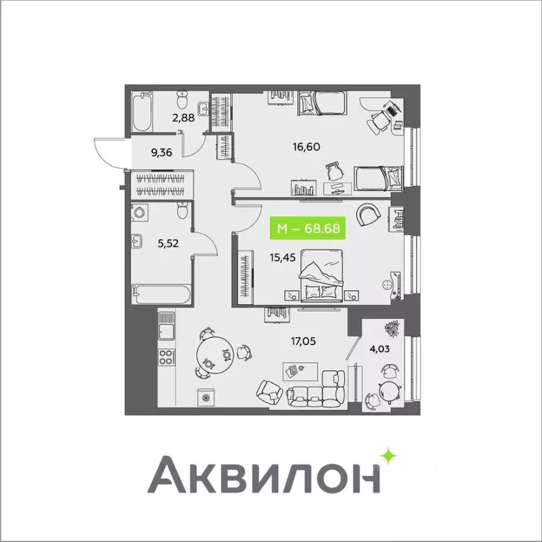 2-к кв. Архангельская область, Архангельск ул. Розы Шаниной, 4 (68.88 ... - Фото 0
