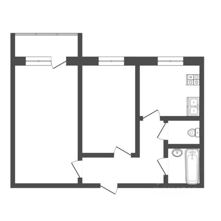 2-к кв. Тюменская область, Тюмень ул. Федюнинского, 11 (50.5 м) - Фото 1