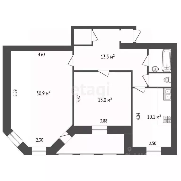 2-к кв. Ямало-Ненецкий АО, Новый Уренгой просп. Губкина, 7А (78.1 м) - Фото 1