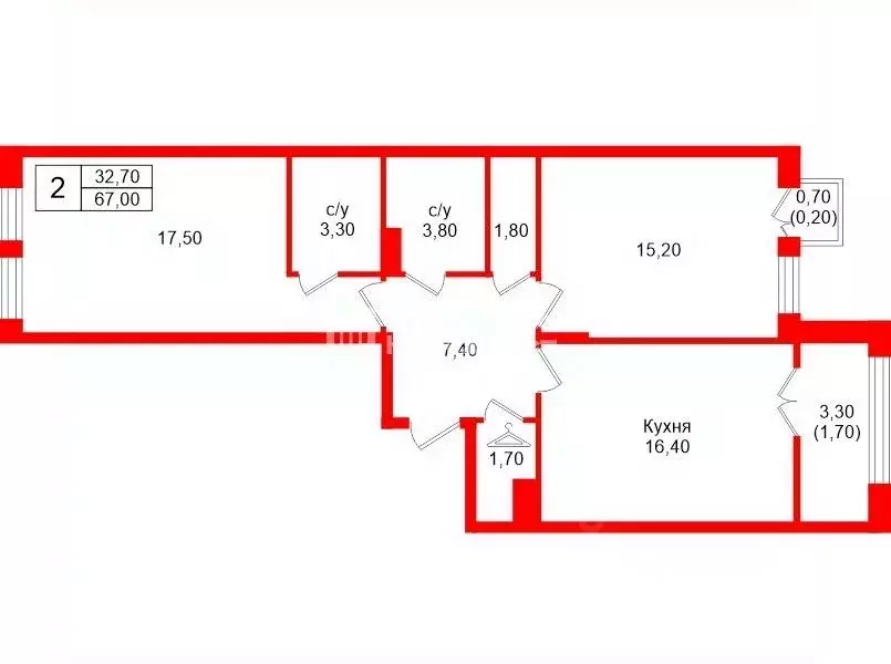 2-к кв. Ленинградская область, Ломоносовский район, Аннинское ... - Фото 1