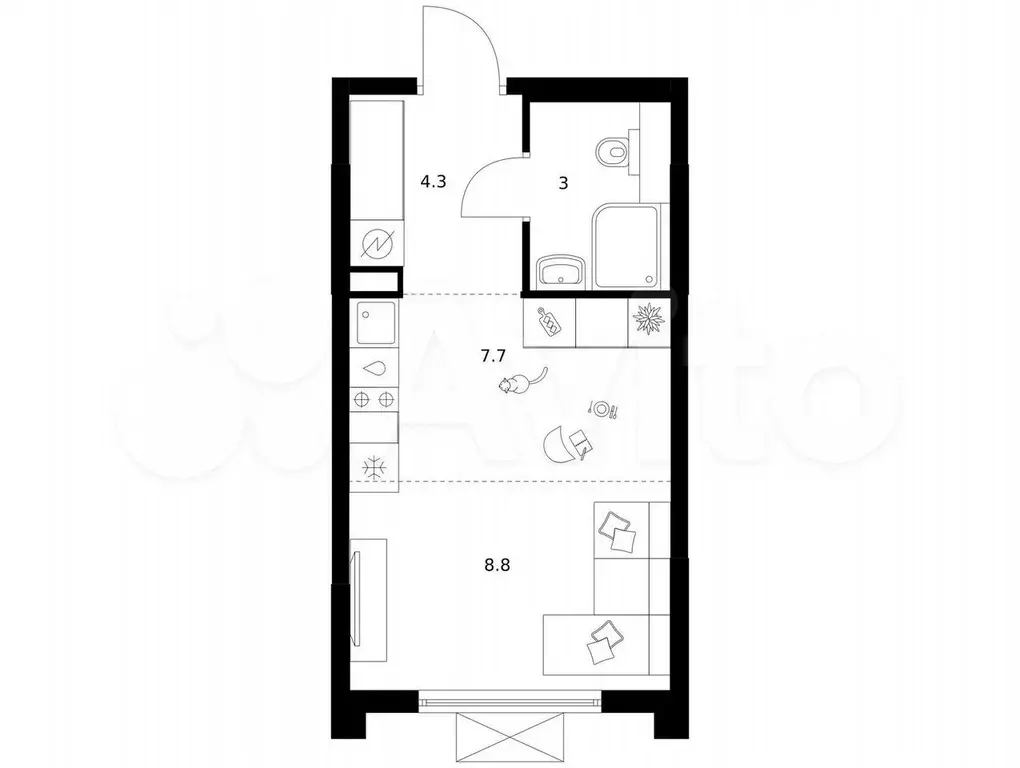 Квартира-студия, 23,8 м, 4/25 эт. - Фото 0