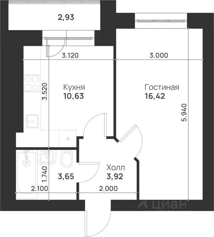 1-к кв. Тульская область, Тула Новая Тула мкр,  (37.55 м) - Фото 1