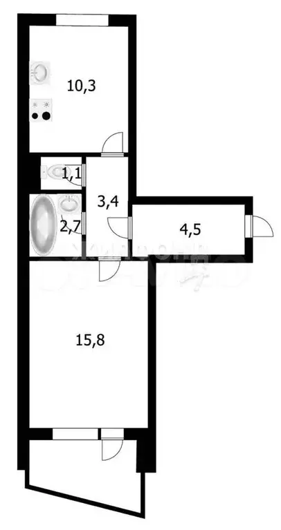 1-к. квартира, 37,8 м, 7/10 эт. - Фото 0