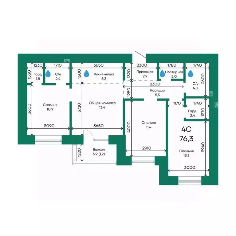 4-к кв. Алтайский край, Барнаул Просторная ул., 390к1 (76.3 м) - Фото 1