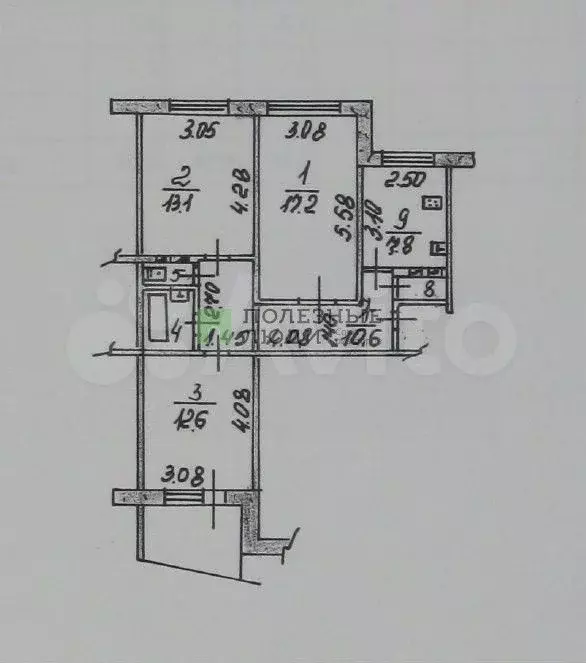 3-к. квартира, 66,2 м, 9/9 эт. - Фото 0