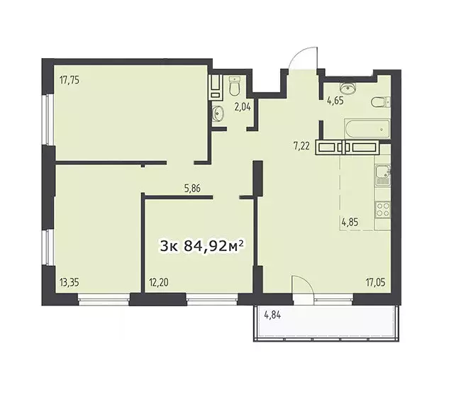 Продаётся 3-к квартира, 84.4 м - Фото 1
