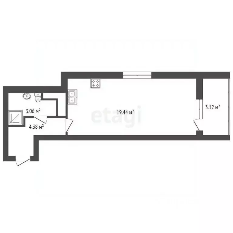 Студия Санкт-Петербург ул. Тосина, 6 (26.3 м) - Фото 1