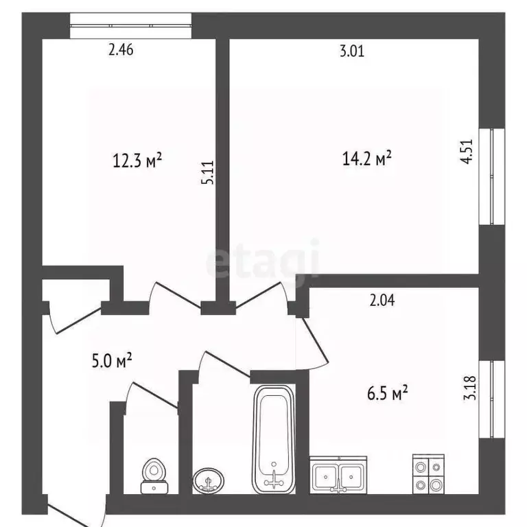 2-к кв. Омская область, Омский район, пос. Новоомский Целинная ул., 1 ... - Фото 2