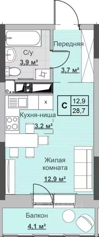 Студия Удмуртия, Ижевск ул. Ухтомского (28.2 м) - Фото 0