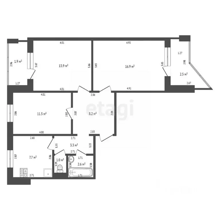3-к кв. Тамбовская область, Тамбов ул. Рылеева, 59Ак7А (65.1 м) - Фото 2