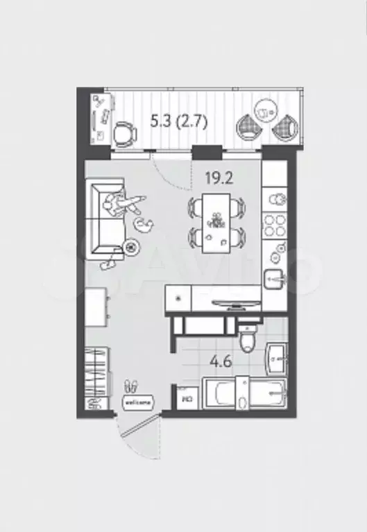 Квартира-студия, 25,5 м, 21/24 эт. - Фото 0
