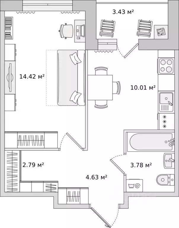 1-к кв. Санкт-Петербург ул. Плесецкая, 24 (39.13 м) - Фото 0