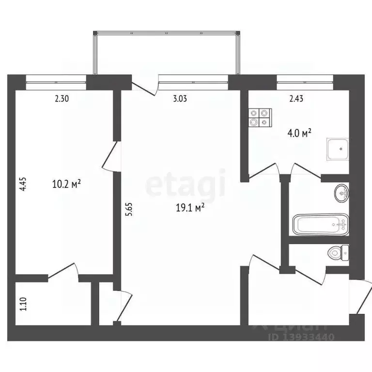 2-к кв. Тюменская область, Тюмень Минская ул., 96 (43.1 м) - Фото 1
