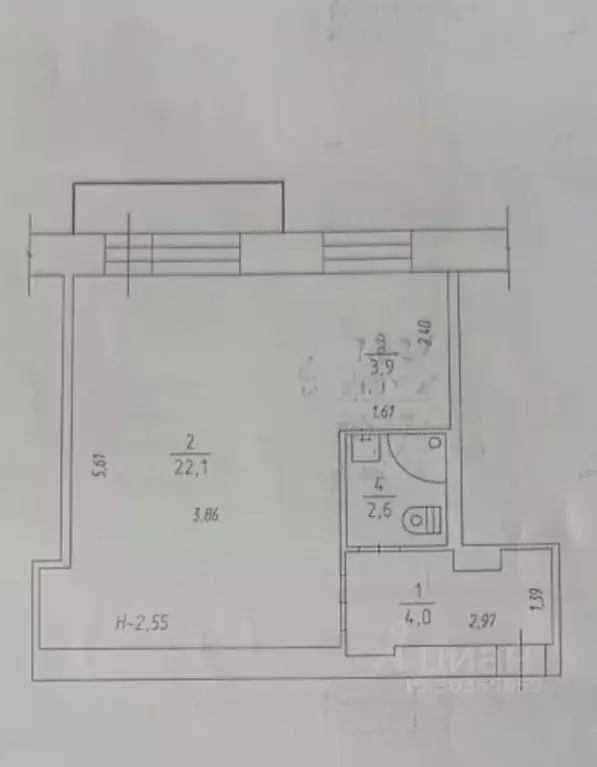 1-к кв. Кемеровская область, Прокопьевск ул. Мартехова, 1 (32.6 м) - Фото 2
