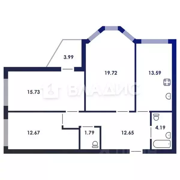 3-к кв. Липецкая область, Липецк ул. Дмитрия Фурсова, 4 (84.79 м) - Фото 2