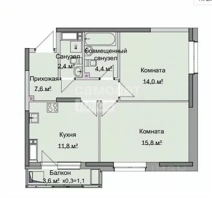 2-к кв. Удмуртия, Ижевск Удмуртская ул., 282А (62.0 м) - Фото 1