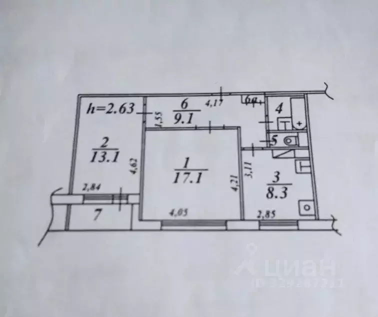 2-к кв. Московская область, Дзержинский Угрешская ул., 28 (51.9 м) - Фото 1