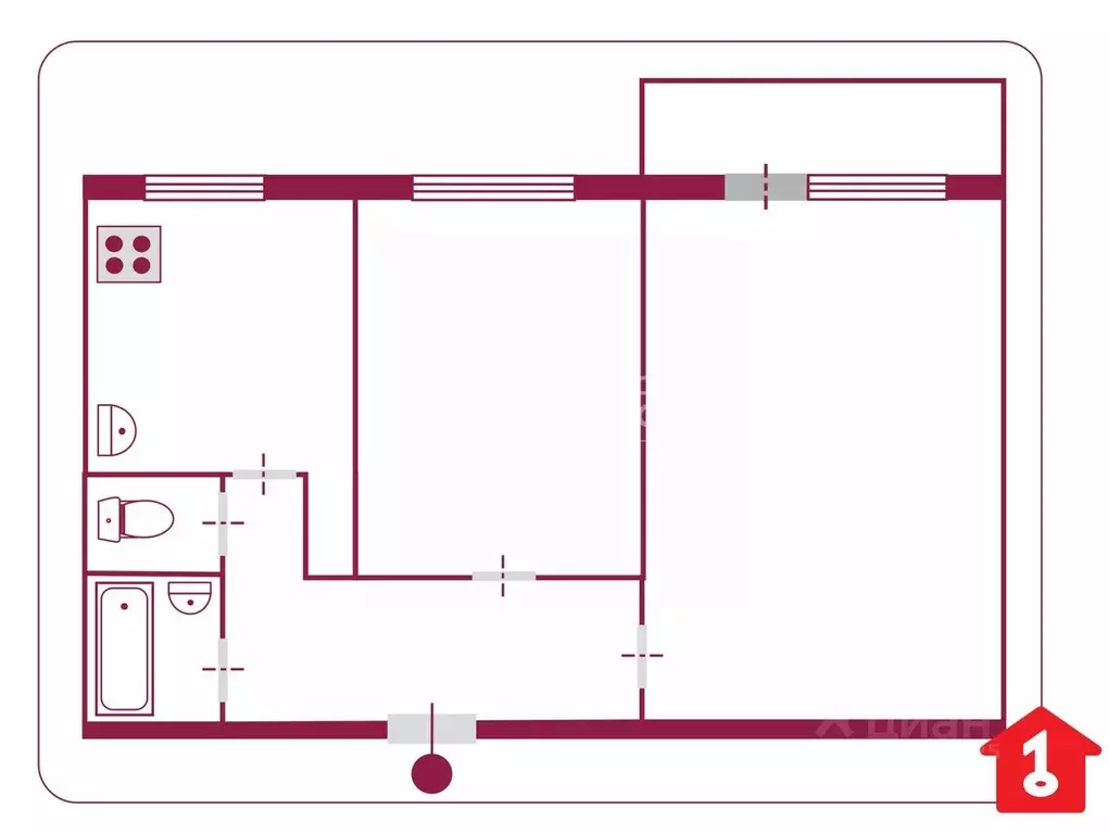 2-к кв. Омская область, Омск ул. Чехова, 3 (46.3 м) - Фото 2